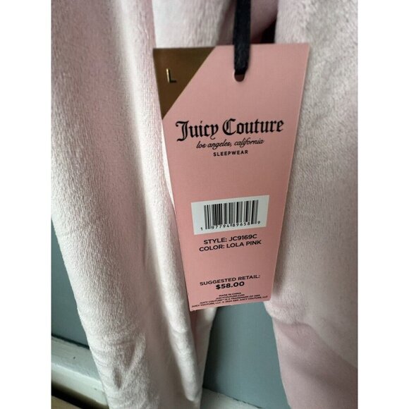 NWT Juicy Couture Large Pink Velour Rhinestone Crewneck Pullover Sweatshirt PJs - Picture 5 of 5